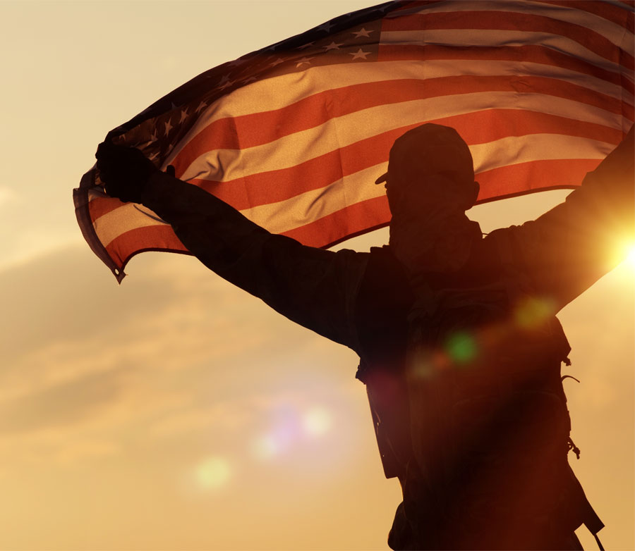 soldier holding flag