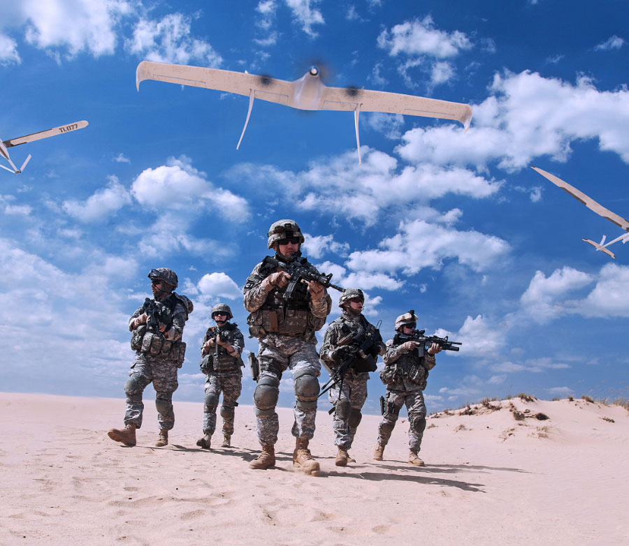 soldiers with UAS